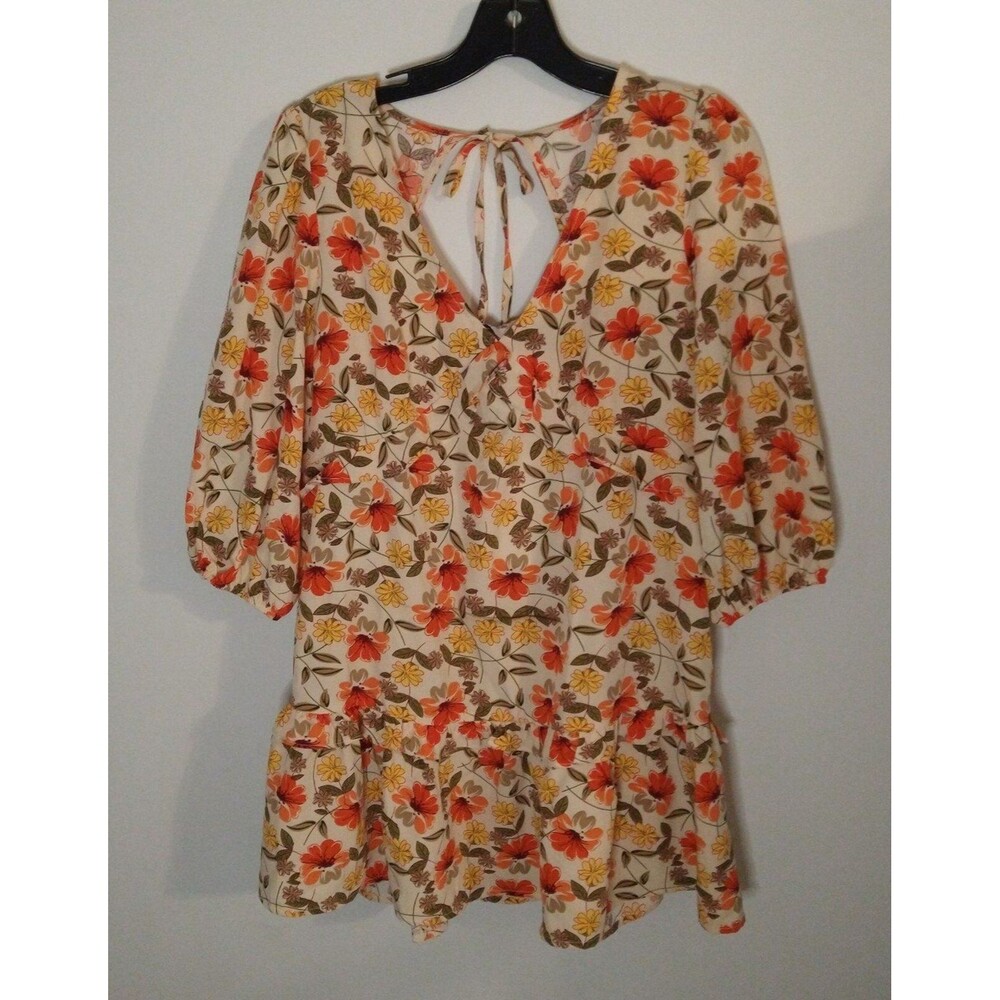 Lush tunic floral puff sleeve Top Md Nwt Boho Loganlook Feminine Cottage Core